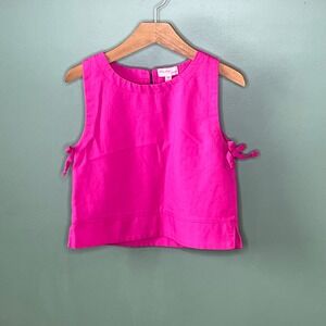 Paisley Lane Girls Hot Pink Linen Blend Side‎ Tie Sleeveless Crop Top Size 12